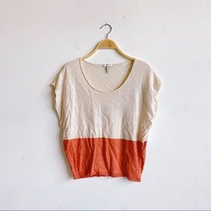 Joie Cream & Coral Knit Linen Shirt Size XS